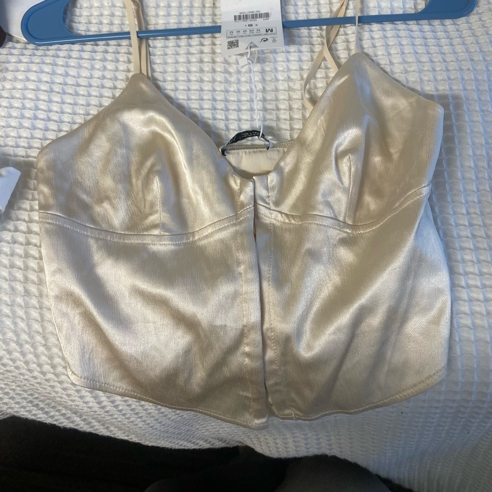 Zara Satin Champagne corset top